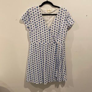 Blue and White Floral Tie Dress